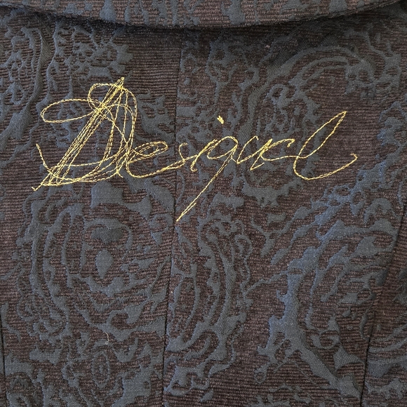 Desigual Navy Trench Coat with Pink Floral Design - Picture 7 of 9